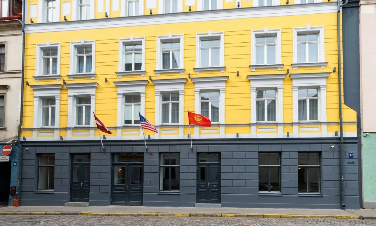 Old Riga Plaza Hotel facade on Peldu iela in Riga Old Town